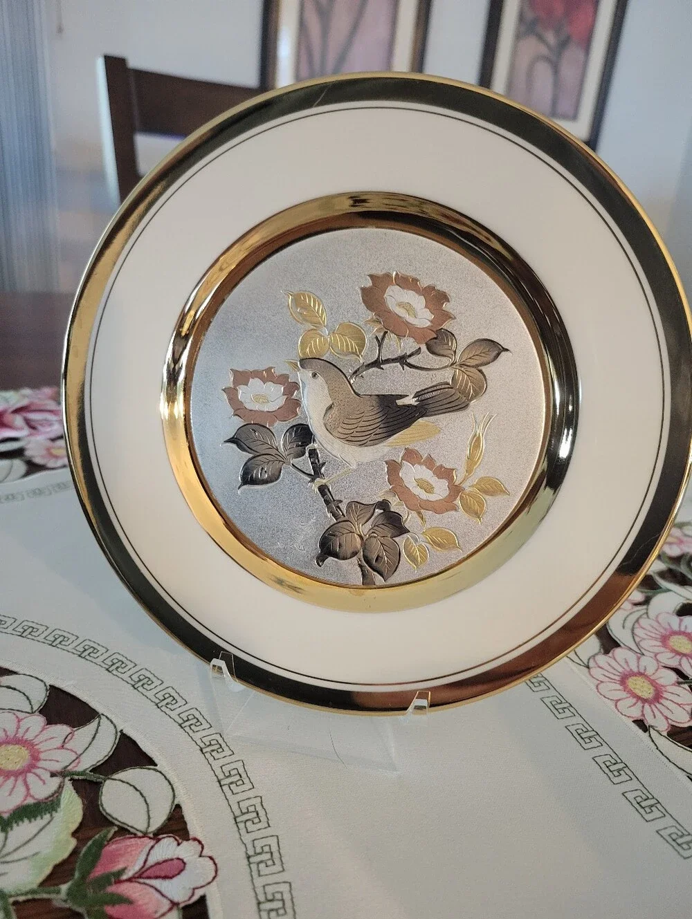 Art Of Chokin,Japan Fine China Colector Plate Decor - Gold Script Logo